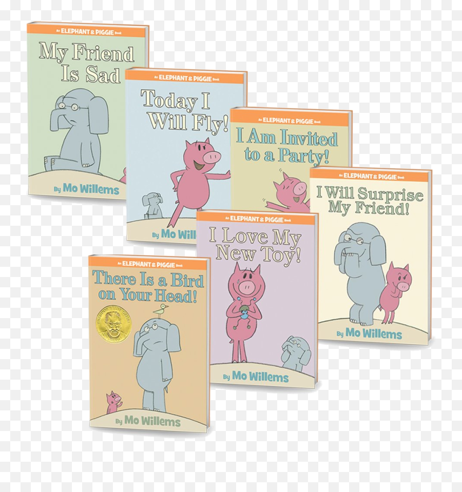 Elephant and Piggie books Set. Gerald Elephant. Color and create your ownstory with elephand and Piggle fom mo Willems. Five friends and Elephant story presentation.