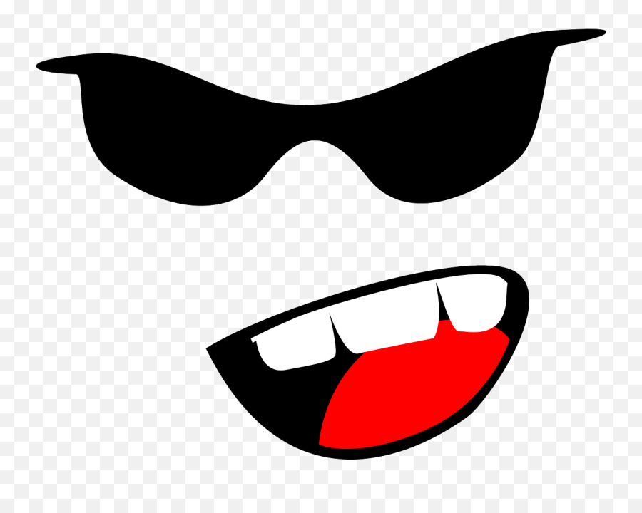 Sunglasses Face Emotion - Cartoon Mouth Transparent Background Emoji,Sunglasses Emoticon