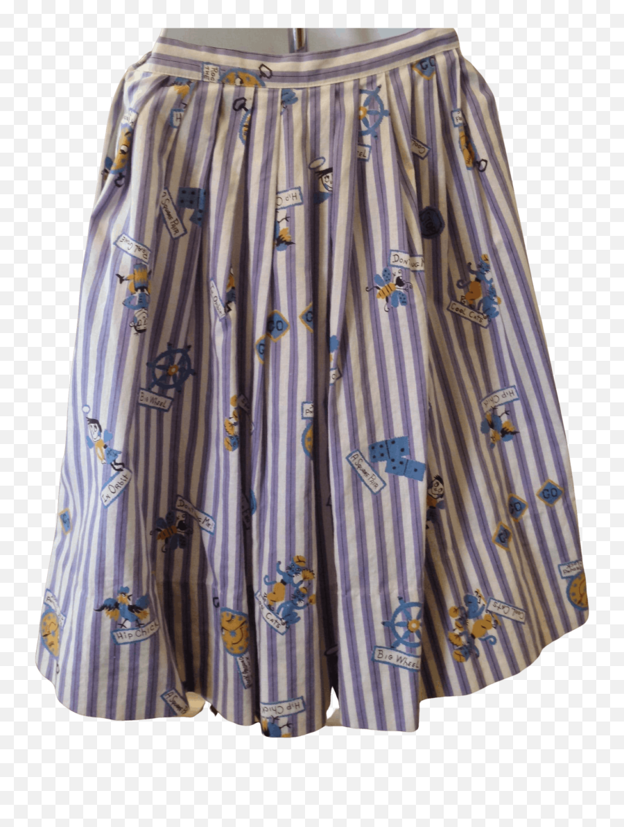 Vintage 50u0027s Novelty Print Beatnik Rock Striped Skirt - Free Elastic Waist Emoji,Scottie Emoticon
