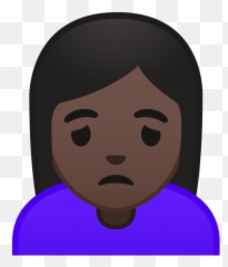 Person Frowning Dark Skin Tone Emoji - Mujer Triste Png,Frowning Emoticon