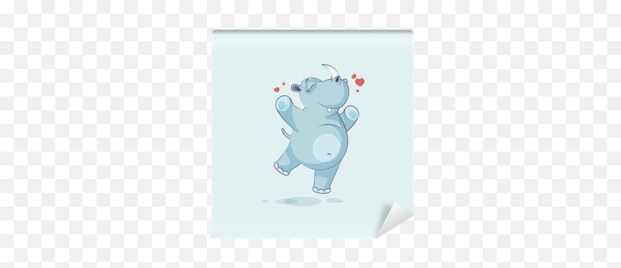Illustration Isolated Emoji Character Cartoon Rhinoceros Jumping For Joy Happy Sticker Emoticon Wall Mural U2022 Pixers U2022 We Live To Change - Dot,Emoji Wall Decals