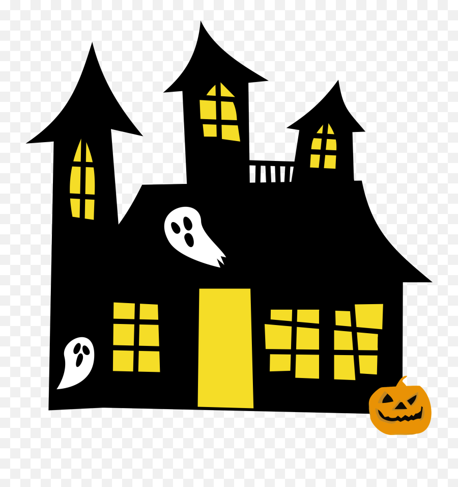 Hauntedhouse Yellowwindows Clipart Of Spooky - Halloween Halloween Haunted House Clipart Emoji,Halloween Emoticons