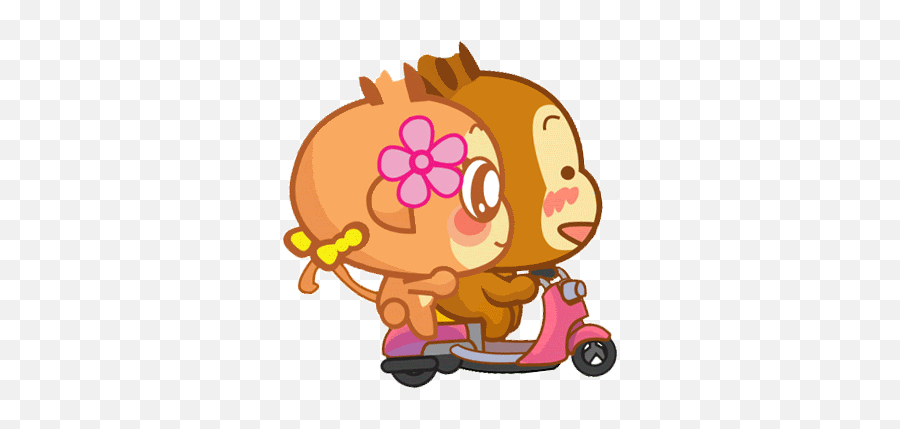 Udn Monkey Couple Cartoon Gif Emoji,Plurk Emoticons Gif