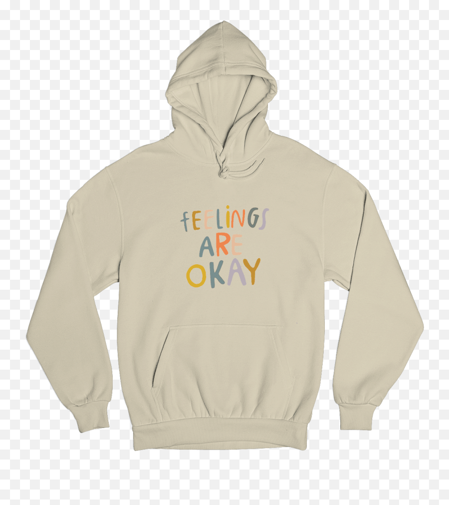 Feelings Are Okay - Heather Grey Tultex Hoodie Emoji,Saying: Wear Emotions On Sleeve