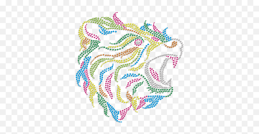 Rainbow Color Roaring Lion Rhinestone Iron On Transfer - Cstown Dot Emoji,Roar Like A Lion Emotions Book