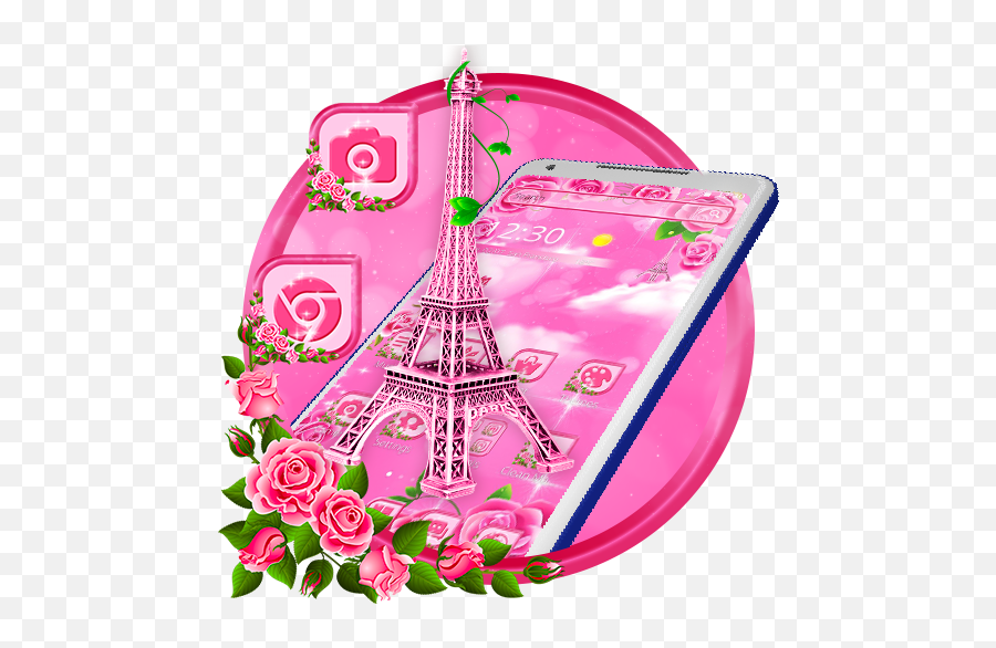 Google Play U2013 Pink Paris Eiffel Tower Theme - Mobile Phone Emoji,Is There An Eiffel Tower Emoji