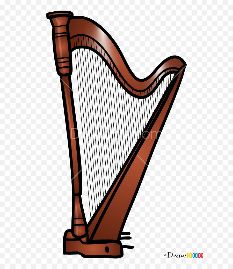 How To Draw Harp Musical Instruments - Musical Instrument Drawings Of A Harp Emoji,Harp Emoji