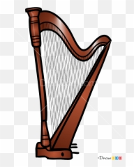 How To Draw Harp Musical Instruments - Musical Instrument Drawings Of A Harp Emoji,Harp Emoji