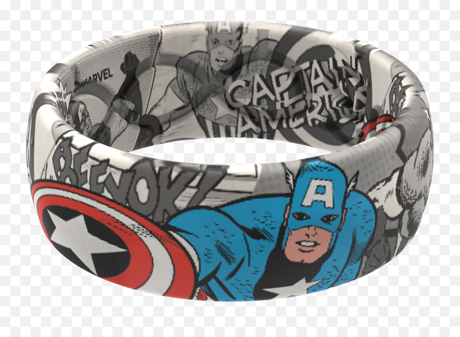 Groove Life - Groove Life Marvel Captain America Black And White Comic Silicone Ring By Groove Life Breathable Rubber Wedding Rings For Men Captain America Emoji,Avengers Emotion Alien