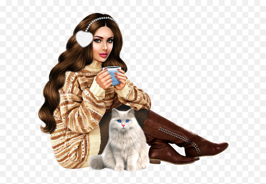 Woman Girl Femme Female Brunette Emoji,Cat And Boot Emoji