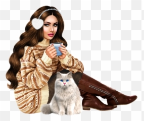 Woman Girl Femme Female Brunette Emoji,Cat And Boot Emoji