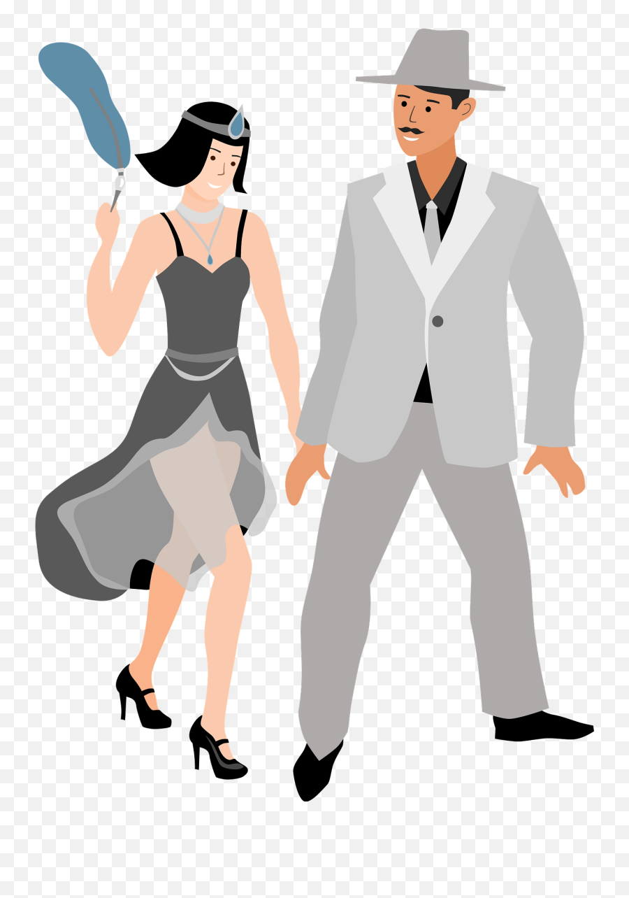 Roaring 20s Couple Clipart - Transparent Roaring Twenties Png Emoji,Country Dancing Emoticons Free Download
