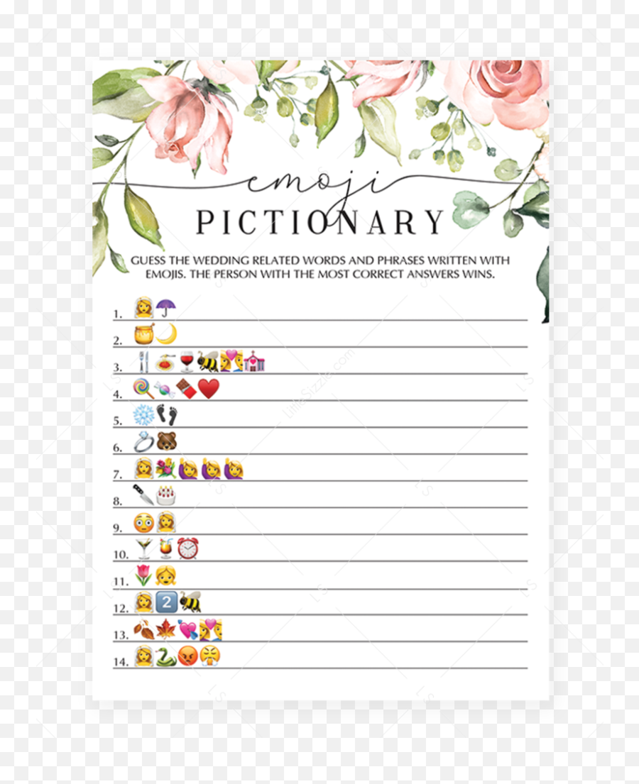 Bridal Emoji Pictionary Game Printables - Bridal Shower Emoji Pictionary Free Printable,Guess The Phrase Using Emojis