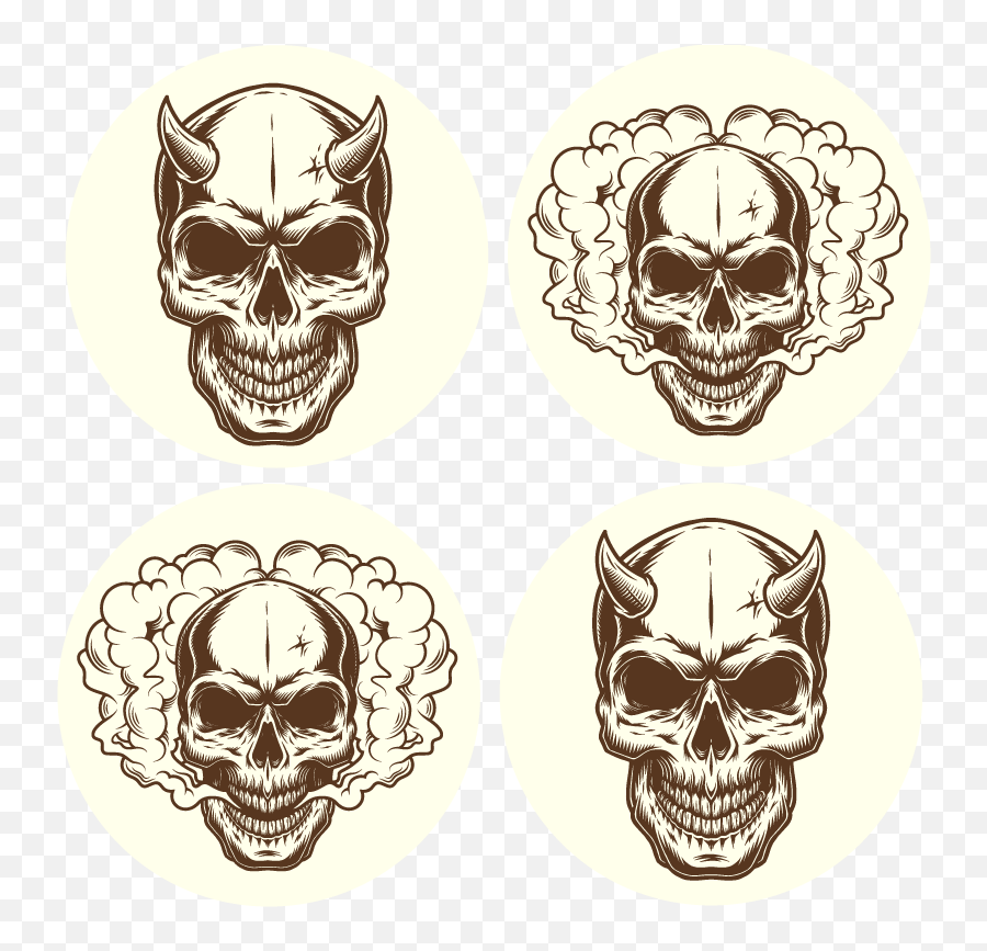 Threatening Skull Halloween Coaster - Tenstickers Skull Vector Emoji,Skull Emoticon Set