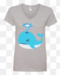 Whale Blow Hole Spray Emoji Ladies V,Hole Emoji