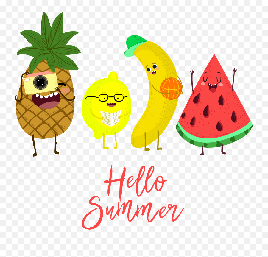 Download Summer Cute Creative Fruit Watermelon Pineapple - Transparent Background Cute Summer Clipart Emoji,Hynes Eagle Cute Emoji Backpack Cool Kids School Backpack