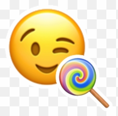 Emoji Wink Lollipop Yellow Sticker - Happy,Lollipop Emoji