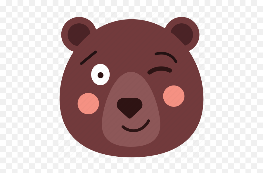 Bear Blink Emoji Emoticon Icon - Dot,Winking Bear Emoticon