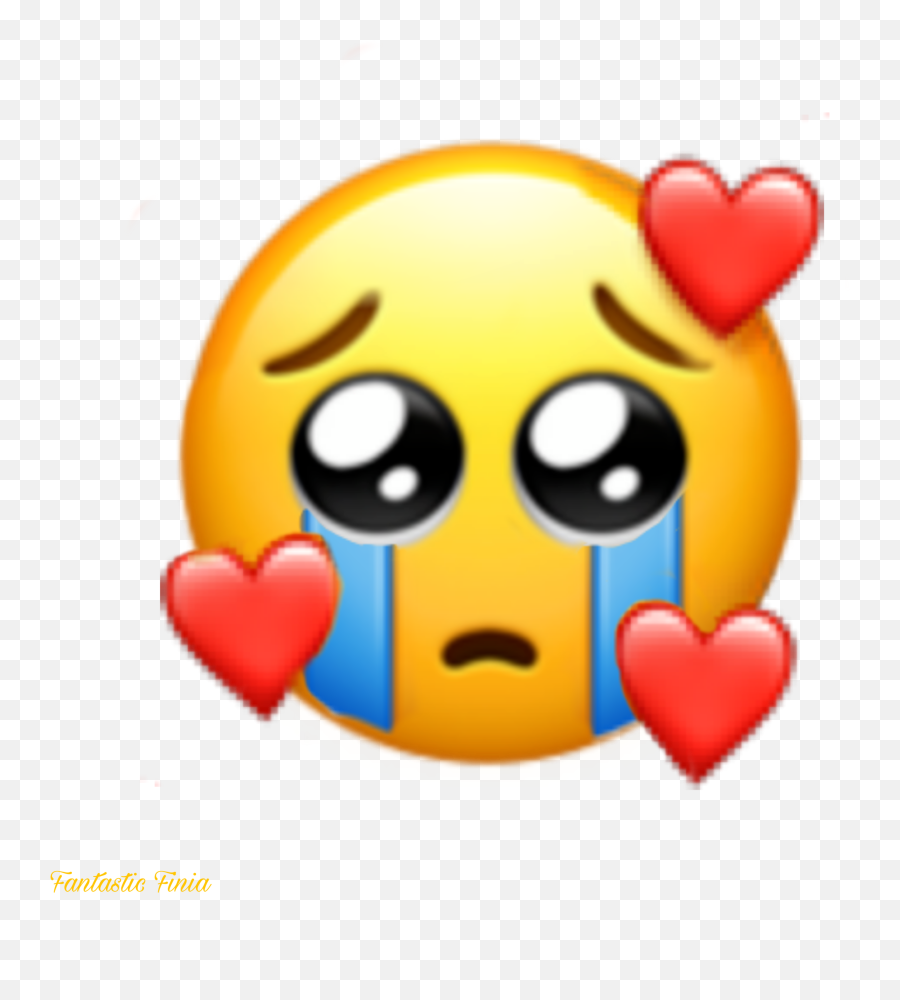 Emoji Sad Heart Eyes Sticker By Finia - Pleading Emoji With Hearts,Heart Eyes Emoji