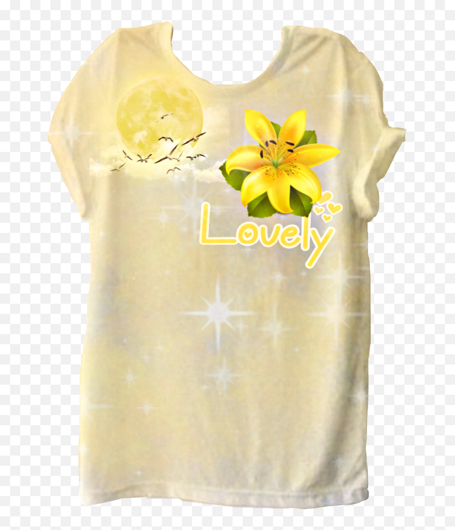 Yellow Flower Tshirt Sticker By Kimmy Bird Tasset - Short Sleeve Emoji,Moon Emoji Shirt