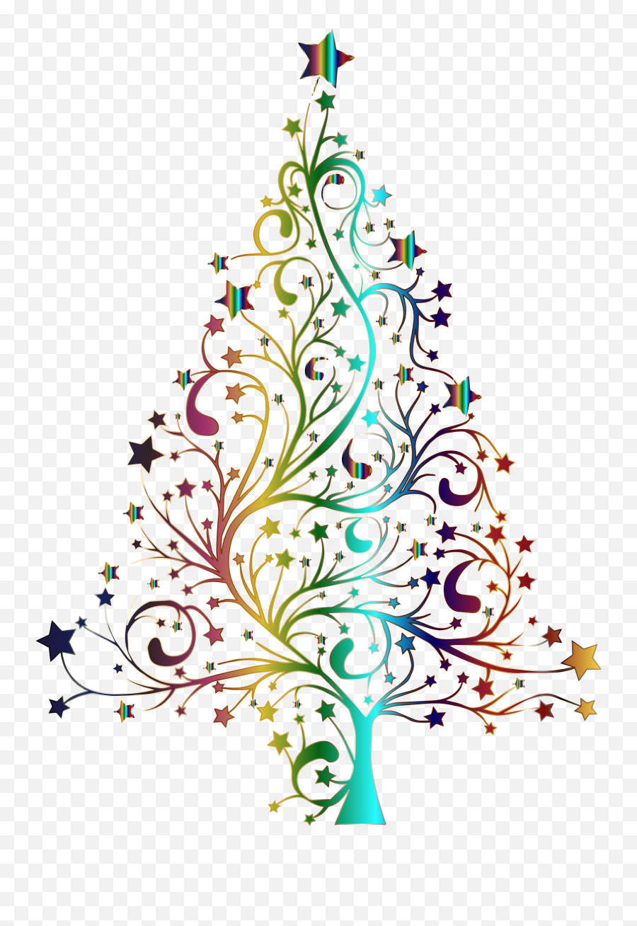 Starry Christmas Tree Prismatic No Background Emoji,Christmas Tree Emojis Transparent Background