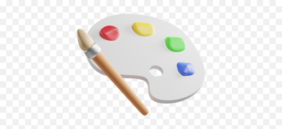 Premium Color Palette And Brush 3d Illustration Download In Emoji,Emoji For A Paint Brush