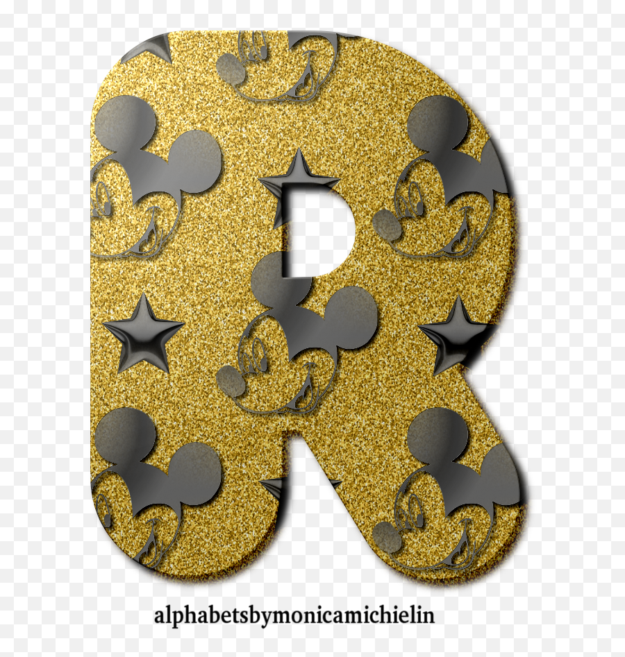 Monica Michielin Alphabets Golden Glitter Mickey Star Emoji,Golde Star Emoji