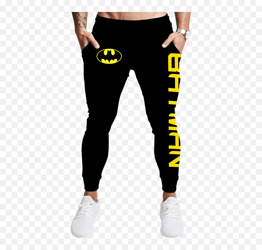 Dc Comics Batman Classic Logo Black Training Jogger Pants - Mens Joggers Emoji,Emoji Joggers Pants For Kids