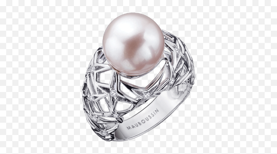 Passion De Star Ring White Gold White Pearl And Diamonds - Bague Passion De Star Mauboussin Emoji,Emotion Divine De Mauboussin