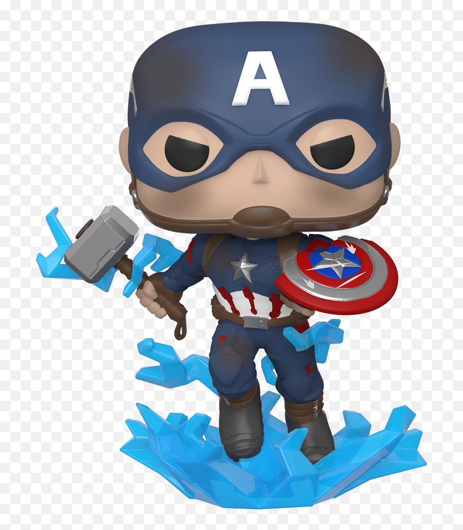 Pop Marvel Avengers Endgame Captain America With Broken Shield And Mjolnir Gamestop - Funko Pop Marvel Emoji,Captian Marvel No Emotions