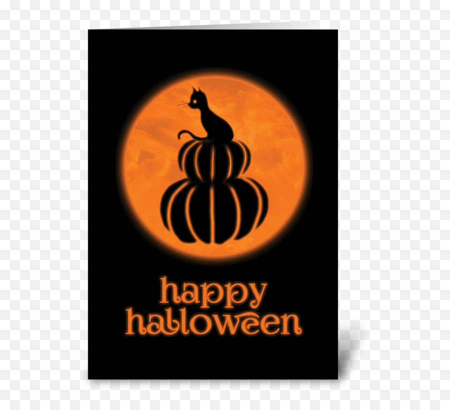 Happy Halloween Cat U0026 Pumpkin Card Emoji,Piumpkin Facebook Emoticon