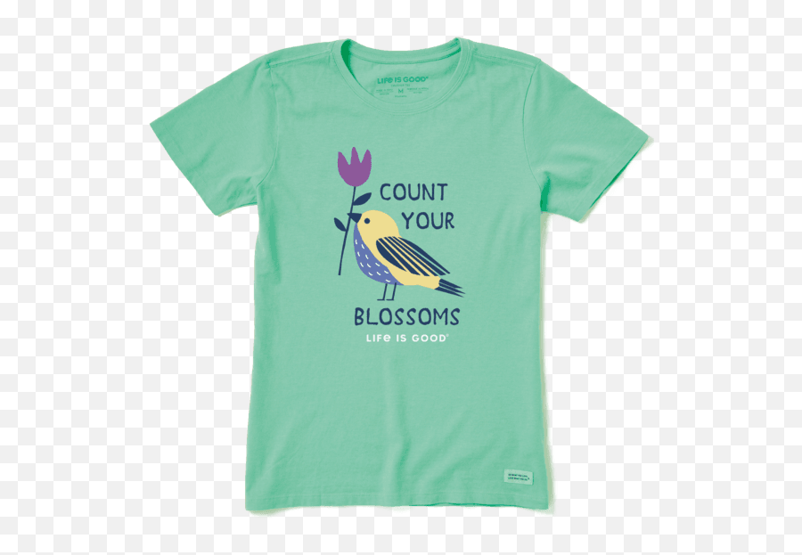 Womenu0027s Count Your Blossoms Bird Crusher Tee Life Is Good - Short Sleeve Emoji,Morning Bird Emoji