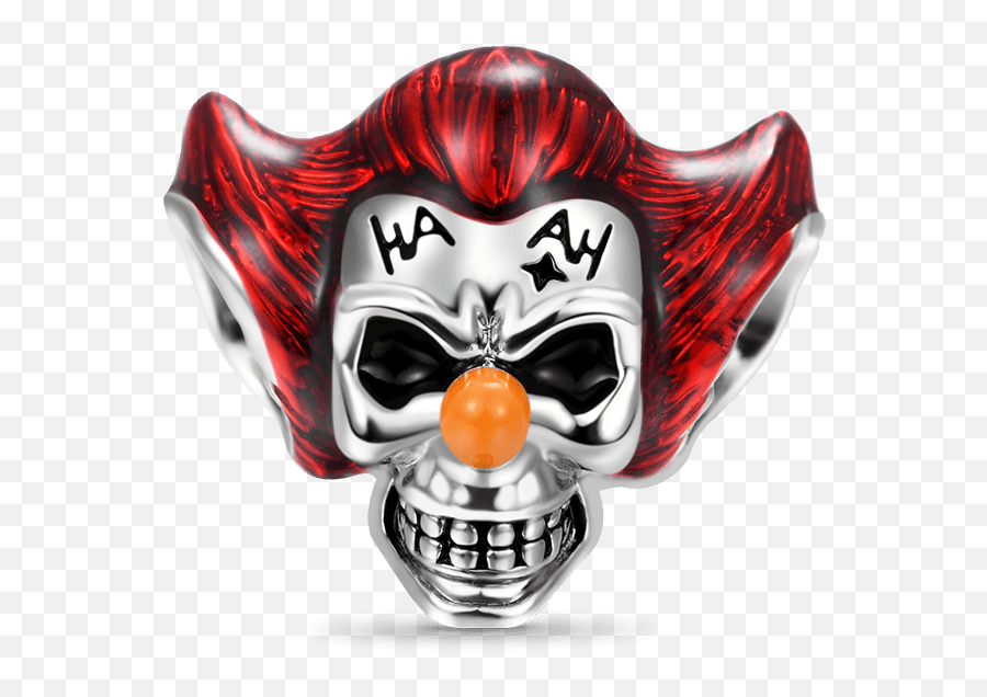 Clown Skull Charm Bead 925 Sterling - Supernatural Creature Emoji,Red Emoticon Earrings