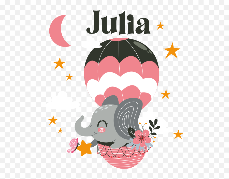 Elephant On A Balloon With Stars And Moon Decal - Tenstickers End Of Term Gifts For Pupils Emoji,Stars In Your Eyes Emoji