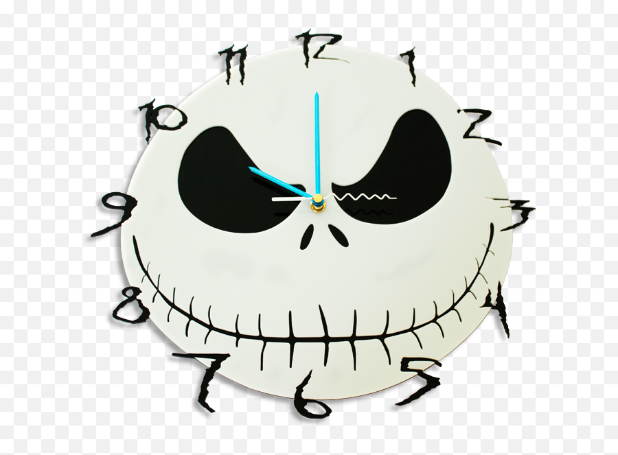 Laser Cut Nightmare Perspex Wall Clock - Jack Skellington Stencil Emoji,Pumpkin Carving Stencils Emojis