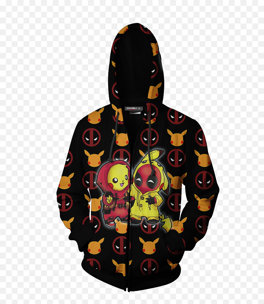 Pikapool Deadpool And Pikachu Zip Up Hoodie Wackytee Emoji,Emojis Jpg Zip