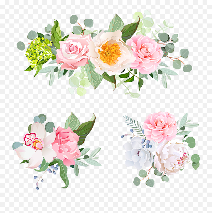 Flower Bouquet Vector Png - Name Olivia With Flowers Emoji,Monkey Emoji With Flower Crown Png