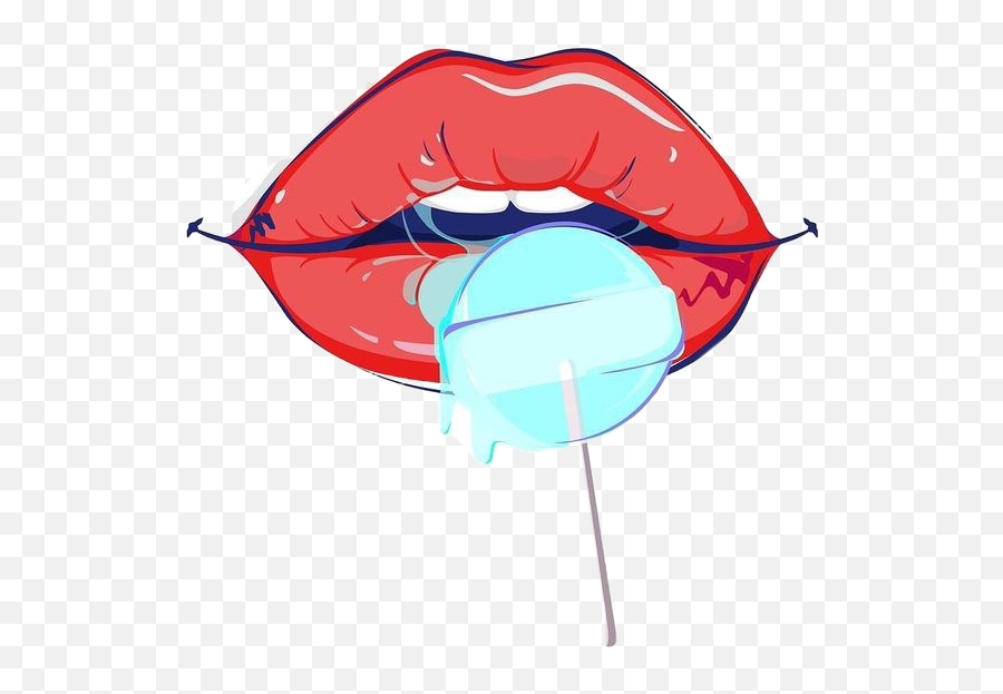 Art Lips Lollipop Sticker - Easy Mouth With Lollipop Drawing Emoji,Lollipop And Lips Emoji