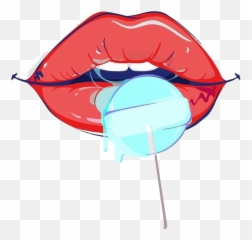 Art Lips Lollipop Sticker - Easy Mouth With Lollipop Drawing Emoji,Lollipop And Lips Emoji