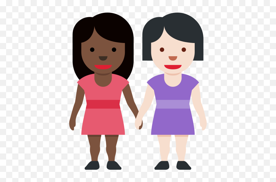 Dark Skin Tone Light Skin Tone Emoji - Babae At Lalaki Clipart,Two Girls Holding Hands Emoji
