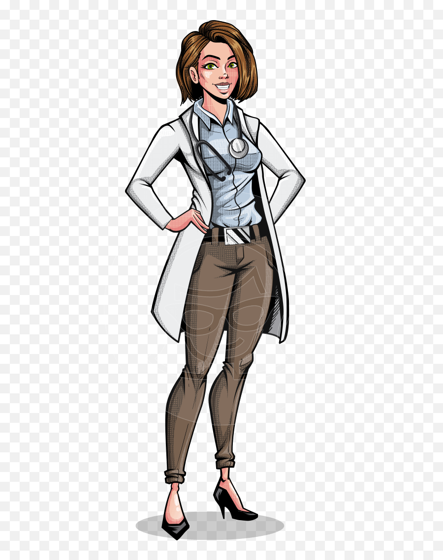Comics Style Female Doctor Cartoon Emoji,Ca Rtoon Girl Stamding Emotions