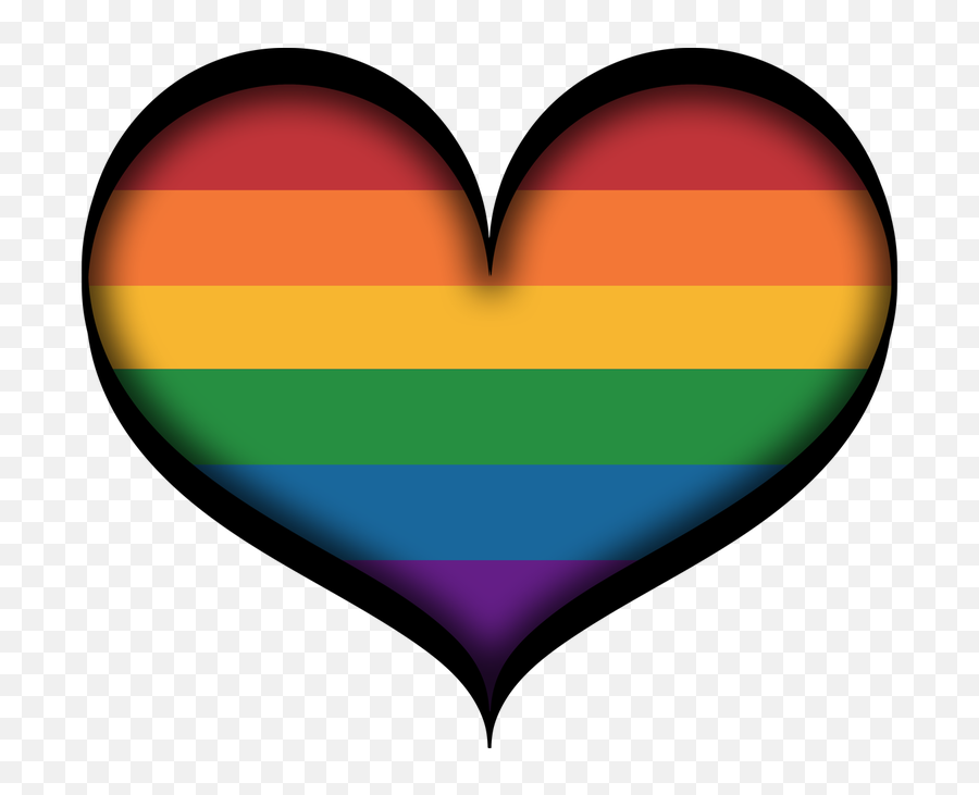 Large Gay Pride Heart In Lgbt Rainbow Colors With Black - Lgbtq Colors In A Heart Emoji,Bi Pride Flag Emoji