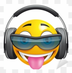 Emoticon Dj Eps 10includes Transparencymesh And Blends Sticker U2022 Pixers - We Live To Change Emoji Faces Dj Emoji,What Emoticon Is For True