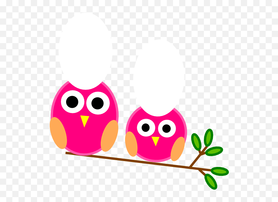 Little Pink Owls On Branch Clip Art - Clipart Big And Small Png Emoji,Pink Owl Emoticon