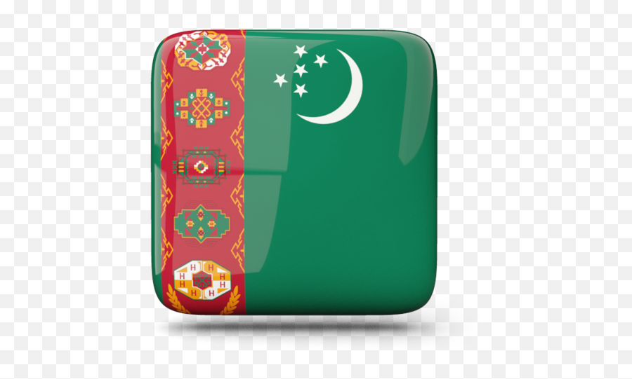 Glossy Square Icon Illustration Of Flag Of Turkmenistan Emoji,Emoji Regional Flags