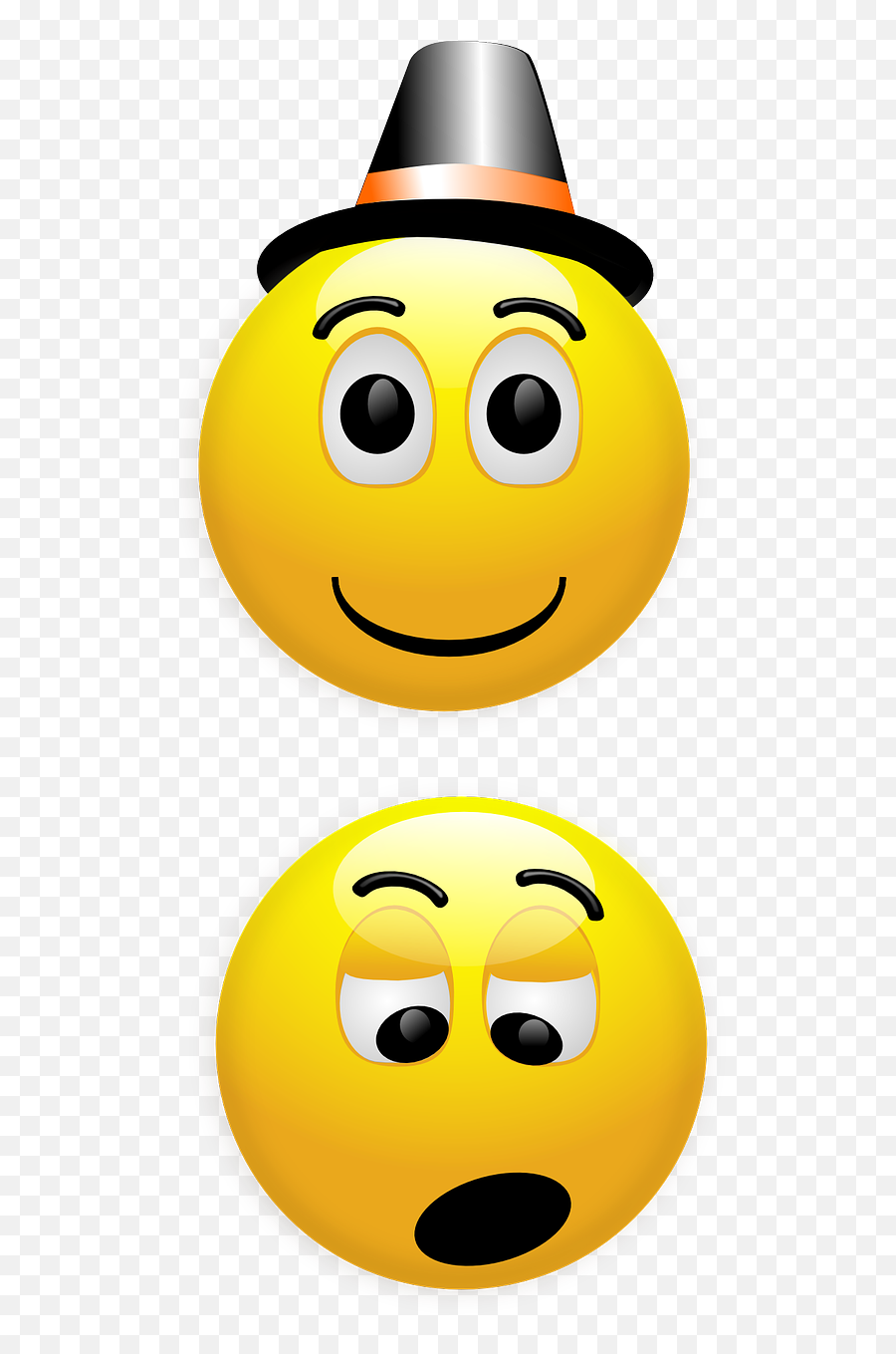 Black Hat Smiley And Surprised Smiley Clipart Free Download - Happy Smiley Emoji,Suprised Emoji