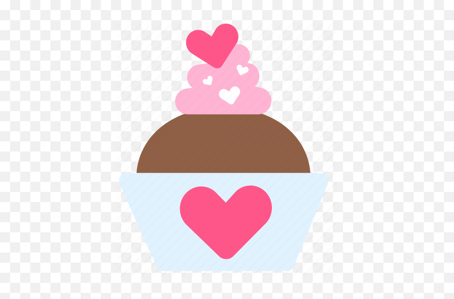 Cupcake Heart Love Sweet Valentine - Girly Emoji,Cupcake Emoji Hearts