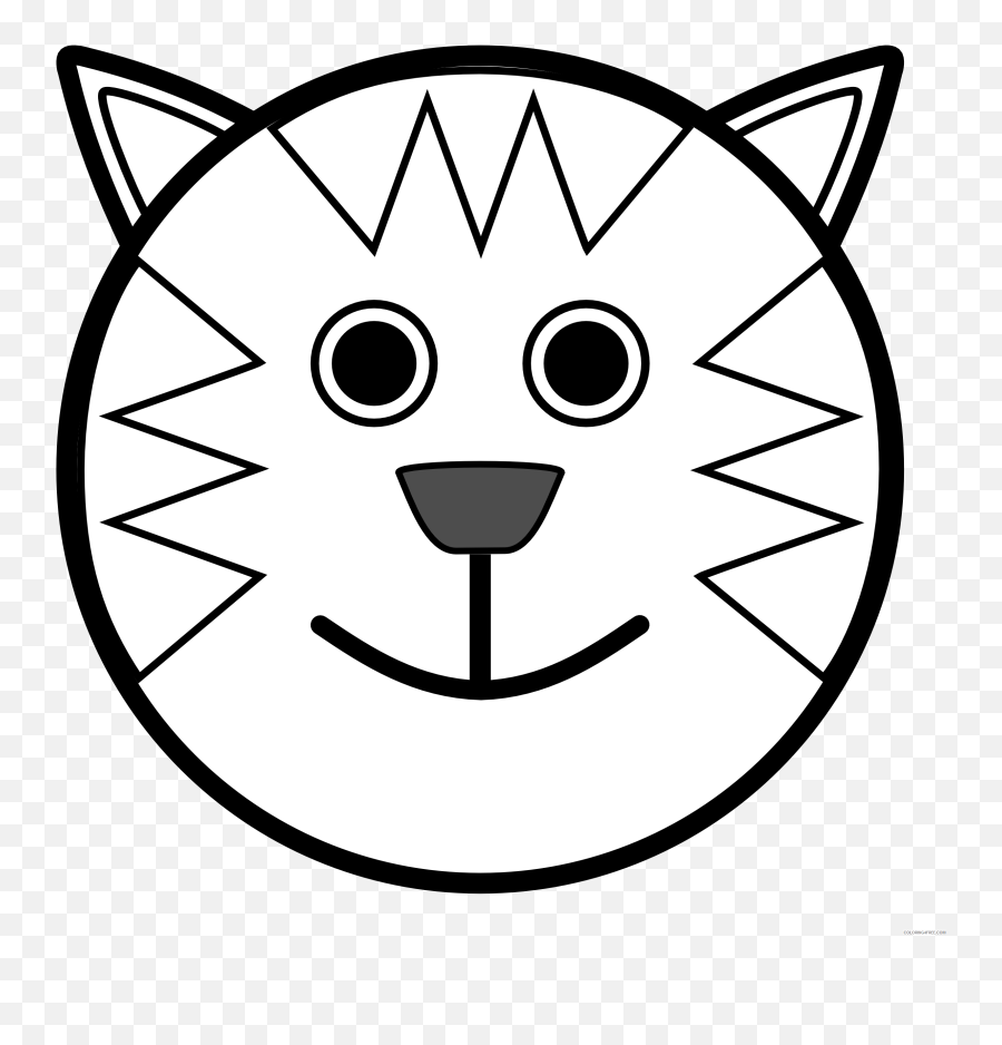 Quality Black And White Animals Coloring Pages Animal 82 Png - Cartoon Tiger Face Clipart Black And White Emoji,Pwi Sneaky Tiger Emoticon