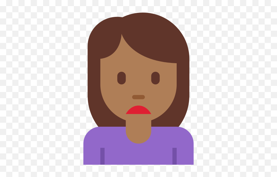 Woman Frowning Emoji With Medium - Human Skin Color,Brown Nose Emoji