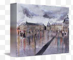 Place De La Bourse Bordeaux Watercolor By Nicolas Jolly - Nicolas Jolly Peintre Emoji,Intense Emotion Drawings